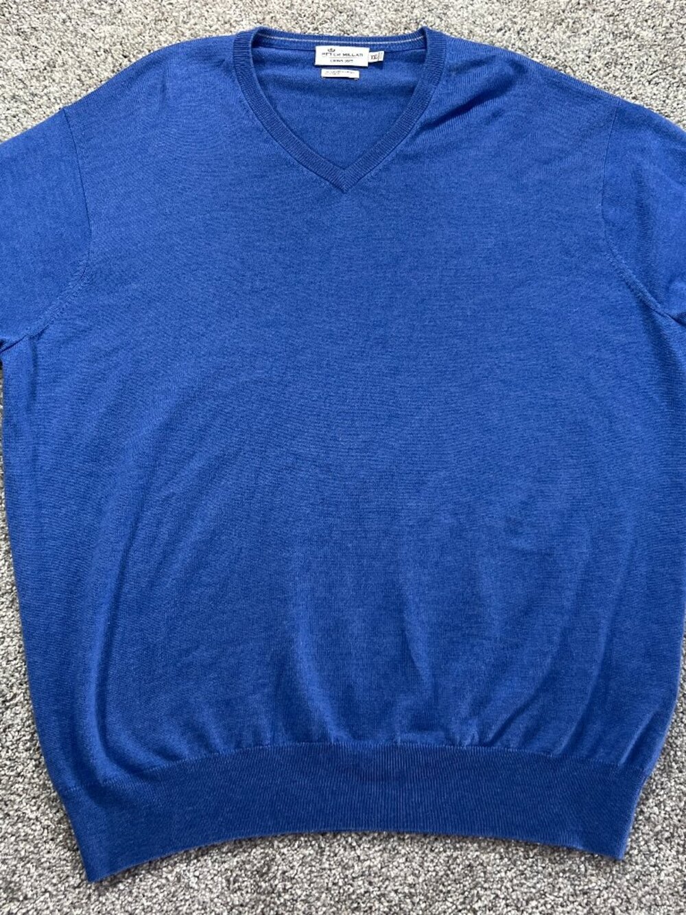 Peter Millar Men’s 2XL Crown Soft Marino Wool Silk V-Neck Sweater Blue